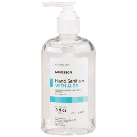 Hand Sanitizer with Aloe McKesson 8 oz. Ethyl Alcohol Gel Pump Bottle