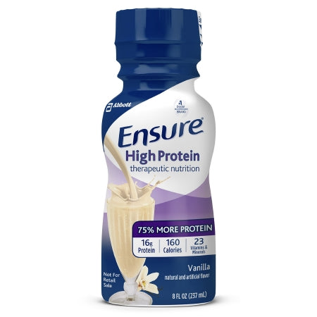 Oral Protein Supplement Ensure® High Protein Therapeutic Nutrition Shake Vanilla Flavor Ready to Use 8 oz. Bottle