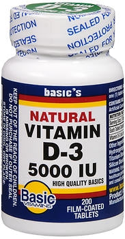 Vitamin Supplement Vitamin D3 5000 IU Strength Tablet 200 per Bottle