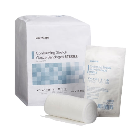 Conforming Bandage McKesson Polyester 4 Inch X 4-1/10 Yard Roll Shape Sterile